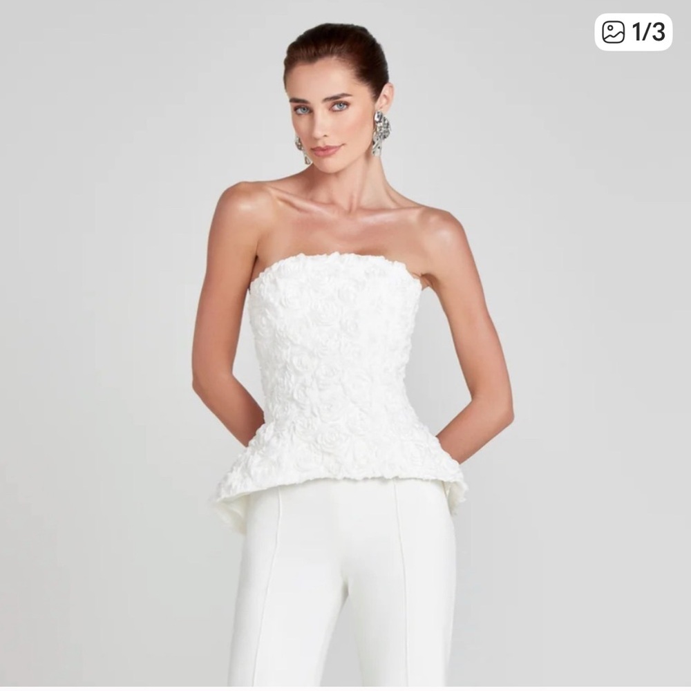 NADINE MERABI Cream Satin Strapless Top Brand New without tags